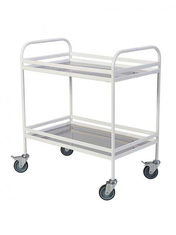 Столик процедурный передвижной металлический с двумя полками МСК-504