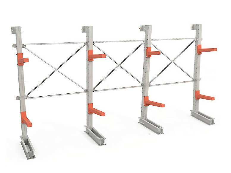 Консольный односторонний стеллаж для склада 2500x4500x750 (8 консолей)