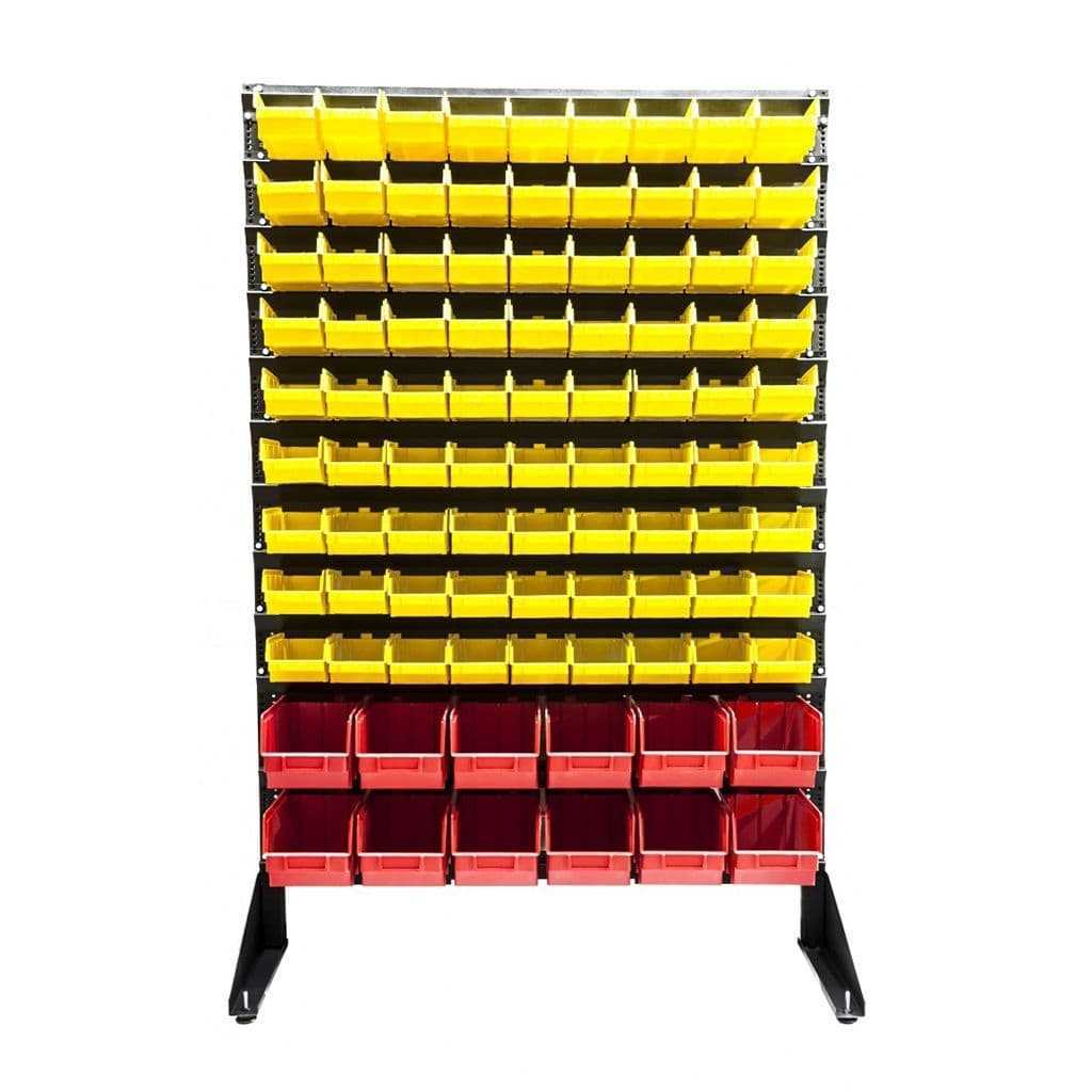 Стеллаж с ящиками для мелких изделий арт.1501-0/9/2 желто-красный