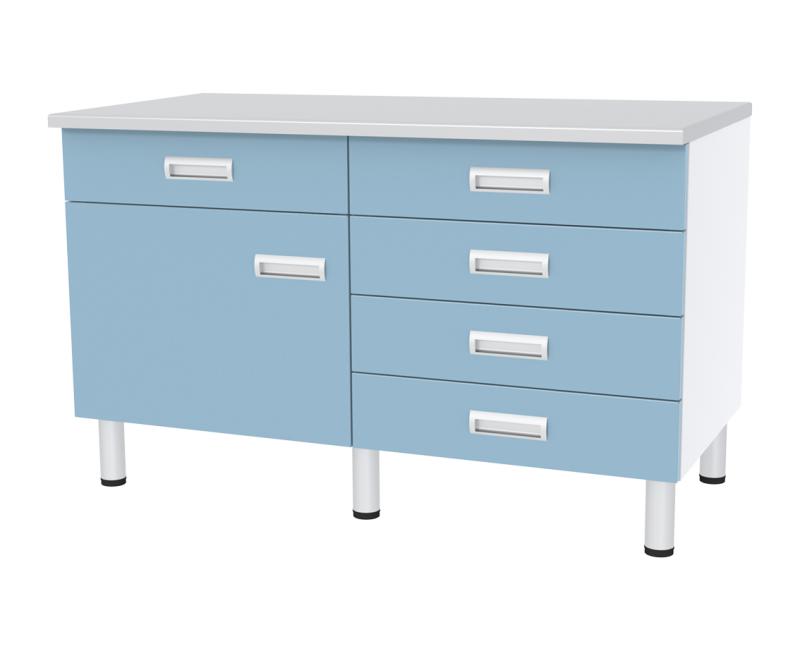 Стол лабораторный двухтумбовый с дверью и ящиками СЛ-04-«МСК» (код СЛ-04-113)