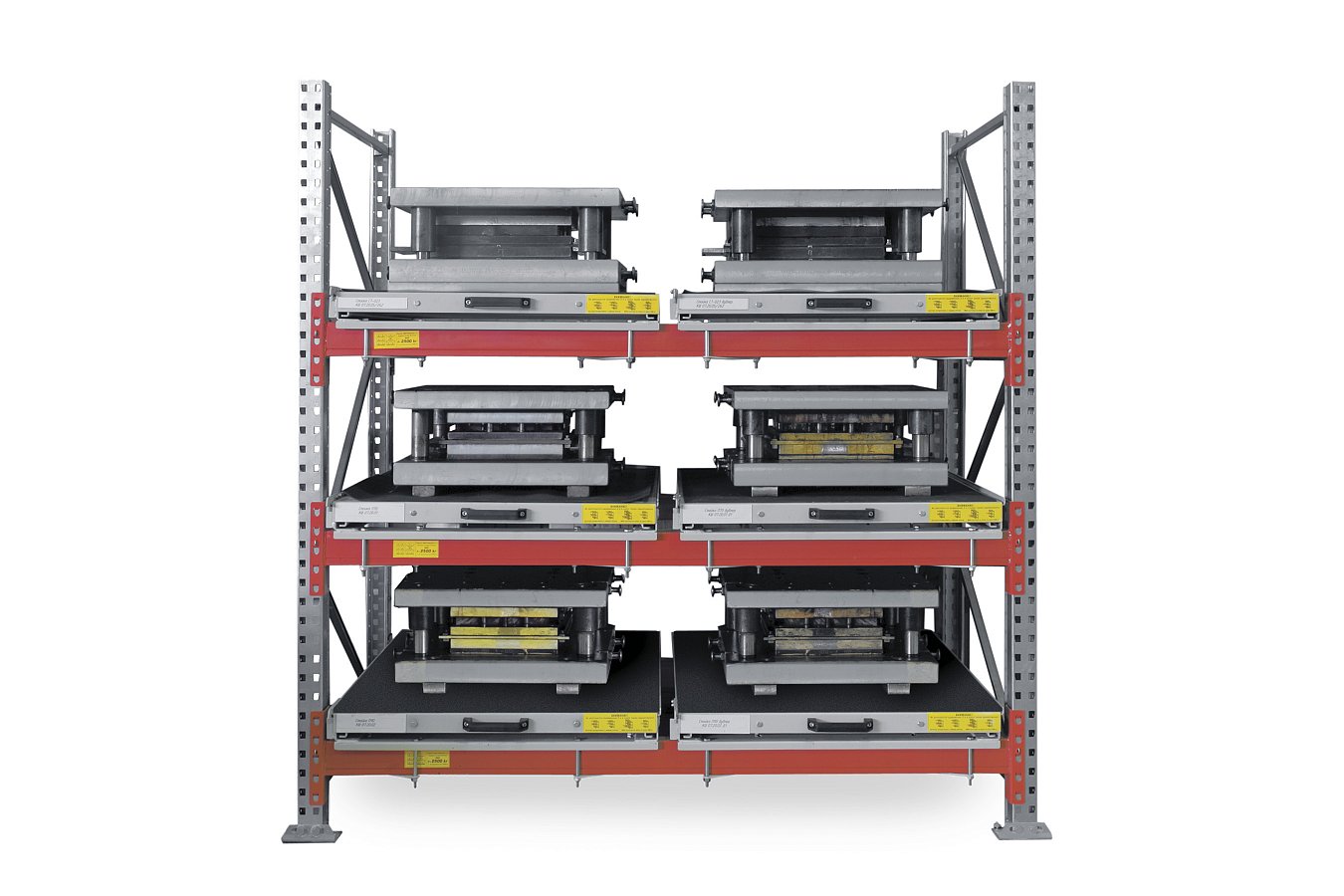 Доп. стеллаж складской с выкатными платформами (3 яруса)